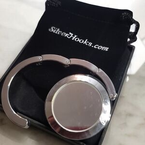 Foldable Purse Hook Hanger Table Handbag Holder w/Mirror with Box and Dustbag